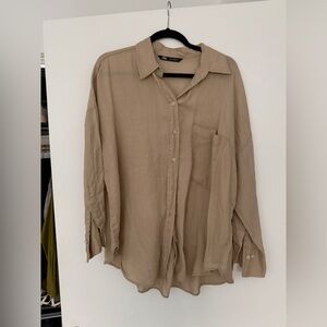 Zara Oversized Linen Button-Down Shirt